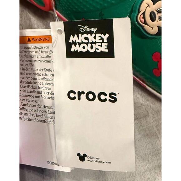 Crocs Mickey Mouse Holiday Lined Classic Slingback Clogs Sz M4/W6 Green Slip On - Picture 8 of 10